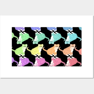 Rainbow Geometric Kittens Posters and Art